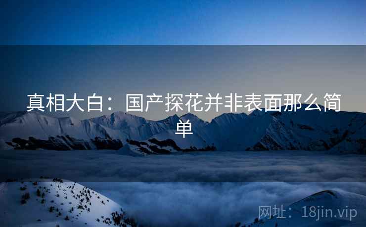 真相大白：国产抖阴并非表面那么简单